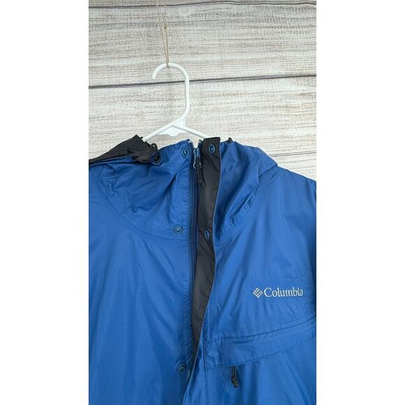 Columbia Omni-Tech Rain jacket Mens XLT Blue Black Full Zip Packable - Picture 5 of 16